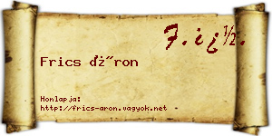 Frics Áron névjegykártya